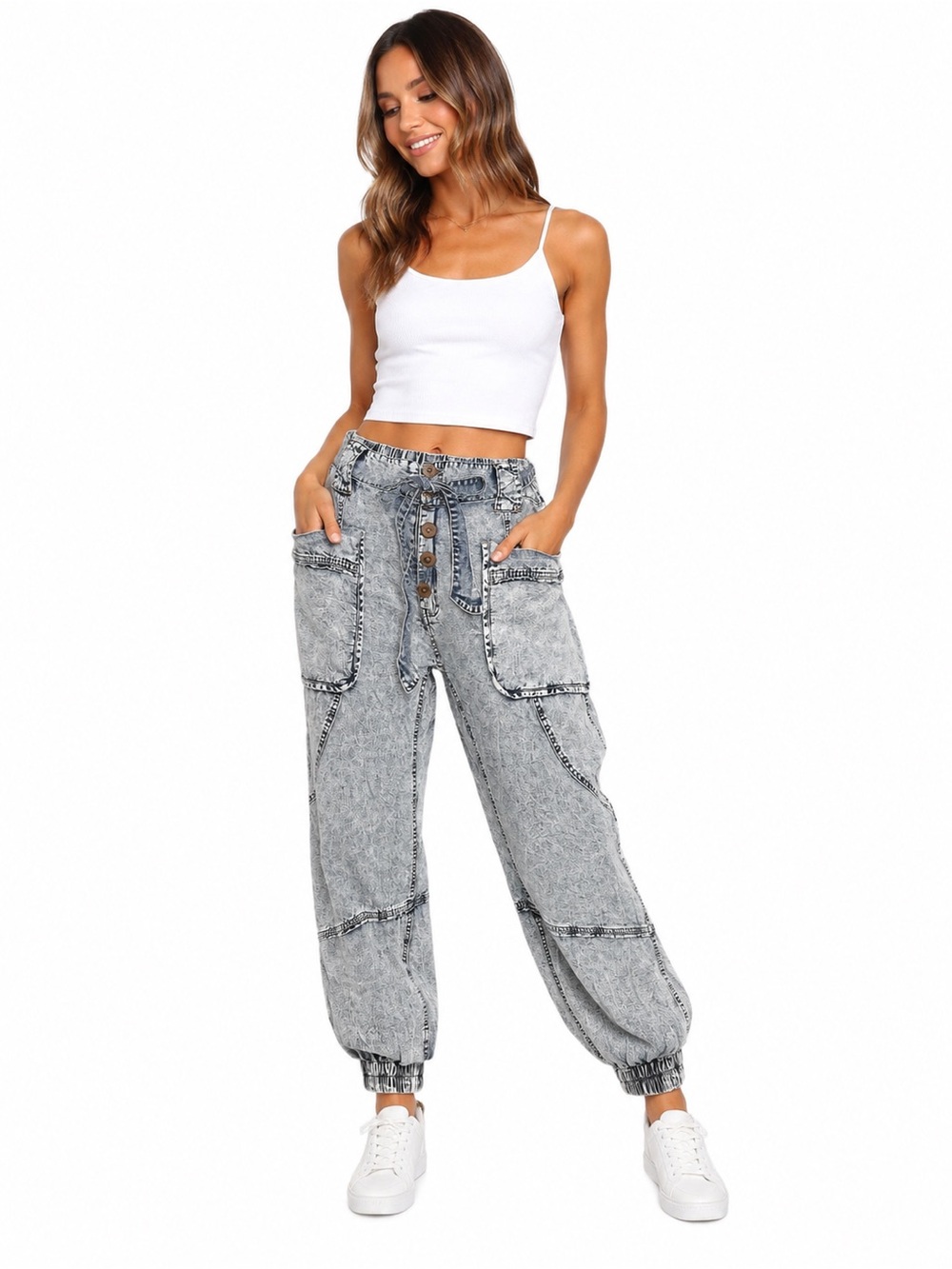 Oli & Hali Acid Wash Tencel Cargo Joggers